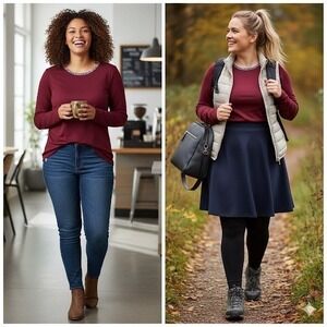 Lands End womens top sz M layering cabin core  corpcore outdoors heritage cozy